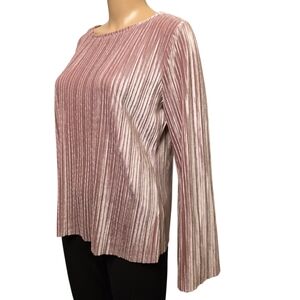 Elegant Pink Velvet Pleated Women's Top Size M
